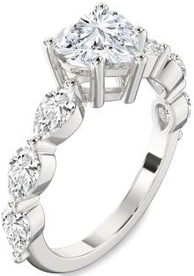Diamond White Gold Heart Engagement Ring