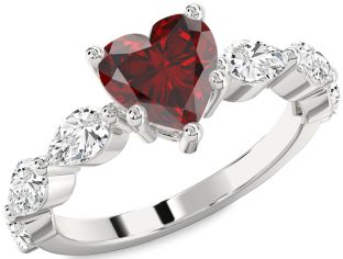 Diamond Amethyst Platinum Heart Engagement Ring