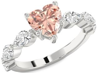 Diamond Amethyst Platinum Heart Engagement Ring