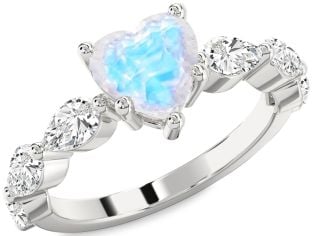 Diamond Amethyst Silver Heart Engagement Ring