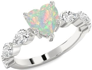 Diamond Amethyst Platinum Heart Engagement Ring