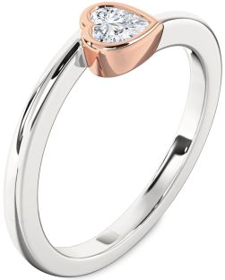 Diamond Silver & 10K Rose Gold Heart Promise Ring