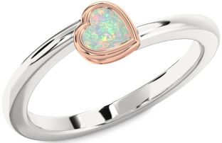 Amethyst Platinum & Rose Gold Heart Promise Ring