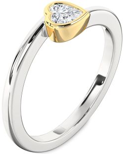 Diamond Silver & 10K gold Heart Promise Ring