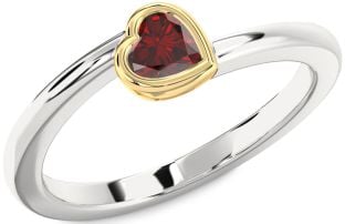 Amethyst Platinum & Yellow Gold Heart Promise Ring