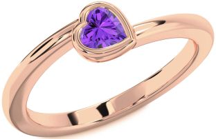 Amethyst Rose Gold Heart Promise Ring