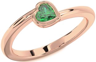 Emerald Rose Gold Heart Promise Ring
