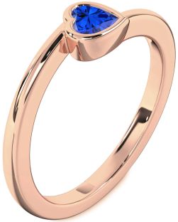 Blue Sapphire Rose Gold Heart Promise Ring