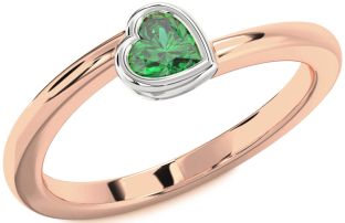 Emerald White Rose Gold Heart Promise Ring