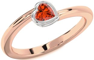 Amethyst Platinum & Rose Gold Heart Promise Ring