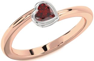 Amethyst Platinum & Rose Gold Heart Promise Ring