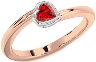 Ruby White Rose Gold Heart Promise Ring