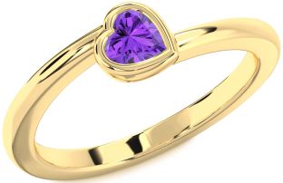 Amethyst Gold Heart Promise Ring