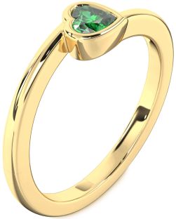 Emerald Gold Heart Promise Ring