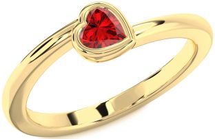 Ruby Gold Heart Promise Ring