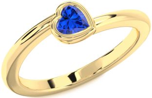 Blue Sapphire Gold Heart Promise Ring