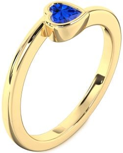 Blue Sapphire Gold Heart Promise Ring