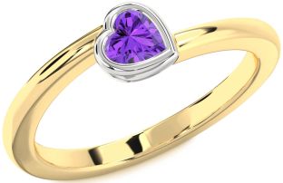 Amethyst Platinum & Yellow Gold Heart Promise Ring
