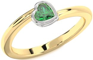 Emerald Platinum & Yellow Gold Heart Promise Ring