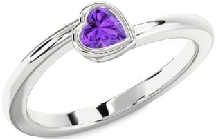 Amethyst Platinum Heart Promise Ring