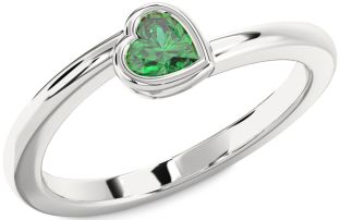 Emerald White Gold Heart Promise Ring
