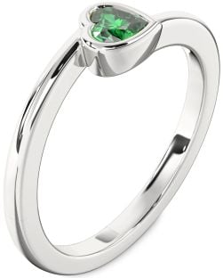 Emerald White Gold Heart Promise Ring