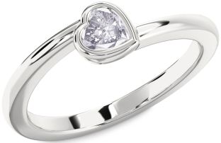 Salt & Pepper Diamond Silver Heart Promise Ring