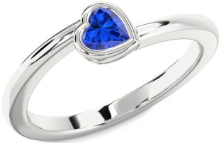 Blue Sapphire White Gold Heart Promise Ring