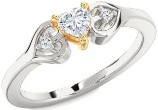 Diamond Silver & 10K gold Heart Promise Ring