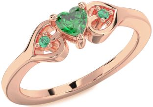 Diamond Emerald Rose Gold Heart Promise Ring