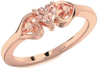 Diamond Amethyst Rose Gold Heart Three Stone Engagement Ring