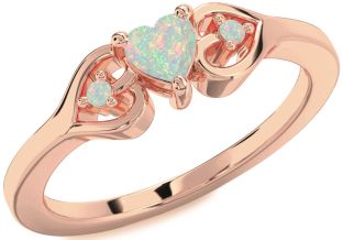 Diamond Amethyst Rose Gold Heart Three Stone Engagement Ring