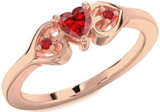 Diamond Ruby Rose Gold Heart Promise Ring