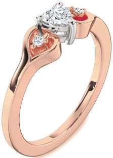 Diamond White Rose Gold Heart Three Stone Engagement Ring