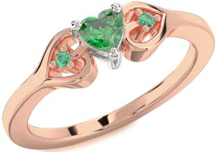 Diamond Emerald White Rose Gold Heart Promise Ring