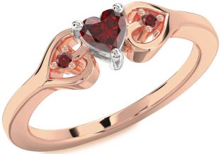 Diamond Amethyst Platinum & Rose Gold Heart Three Stone Engagement Ring