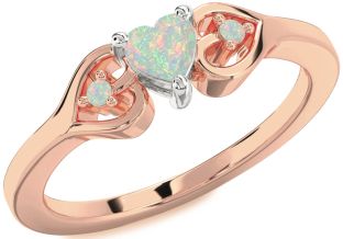 Diamond Amethyst Platinum & Rose Gold Heart Three Stone Engagement Ring