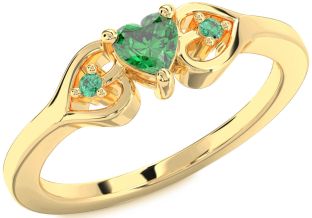 Diamond Emerald Gold Heart Promise Ring
