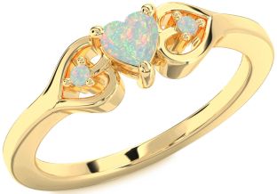 Diamond Amethyst Gold Heart Three Stone Engagement Ring