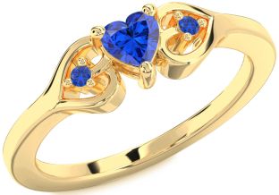 Diamond Blue Sapphire Gold Heart Promise Ring