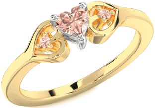 Diamond Amethyst Platinum & Yellow Gold Heart Three Stone Engagement Ring