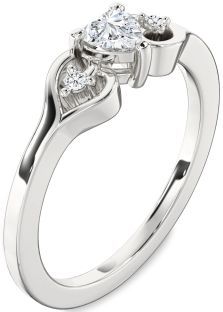 Diamond White Gold Heart Three Stone Engagement Ring