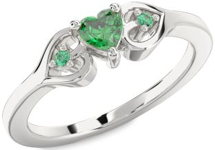 Diamond Emerald White Gold Heart Promise Ring