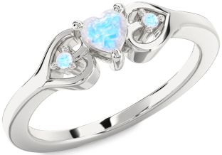 Diamond Amethyst Silver Heart Three Stone Engagement Ring