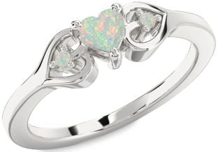 Diamond Amethyst Platinum Heart Three Stone Engagement Ring