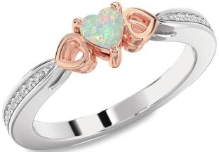 Diamond Amethyst Platinum & Rose Gold Heart Promise Ring