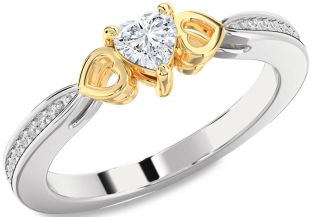 Diamond Silver & 10K gold Heart Promise Ring
