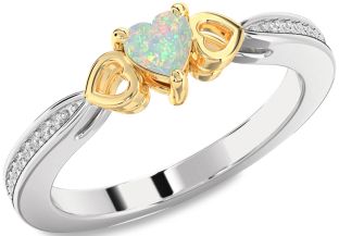 Diamond Amethyst Platinum & Yellow Gold Heart Promise Ring