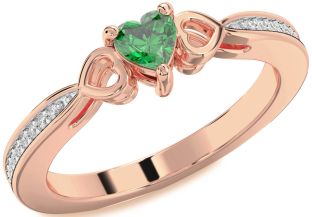 Diamond Emerald Rose Gold Heart Promise Ring