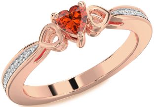 Diamond Amethyst Rose Gold Heart Promise Ring